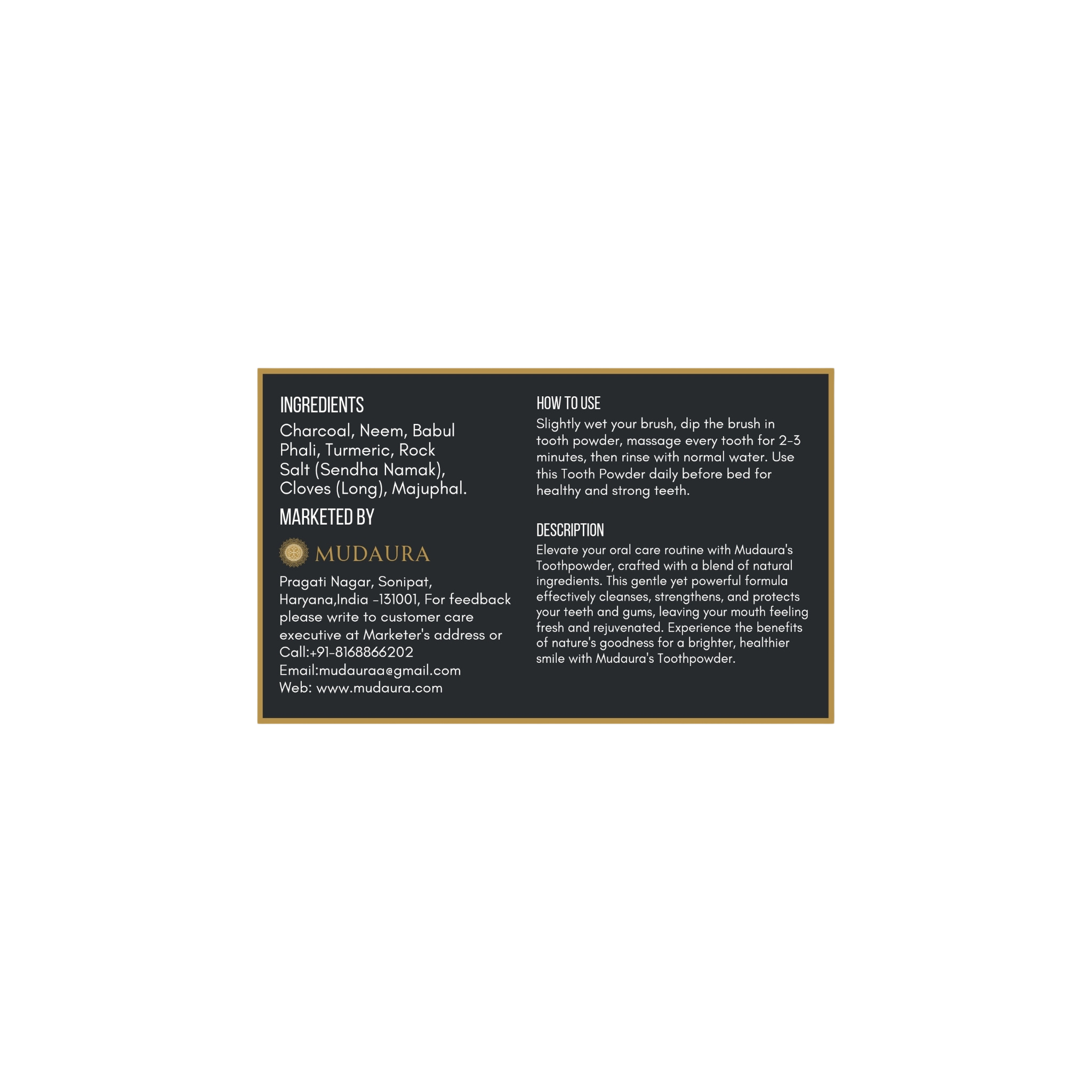 Charcoal and Herbal Toothpowder